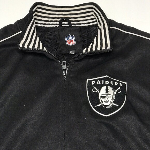 NFL Raiders Mesh Lined Track Jacket Size 2XL Black - Picture 3 of 8